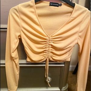 Warm wishes ruched shirt